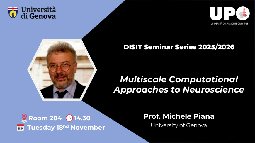 "DISIT Seminar Series": ospite il prof. Michele Piana